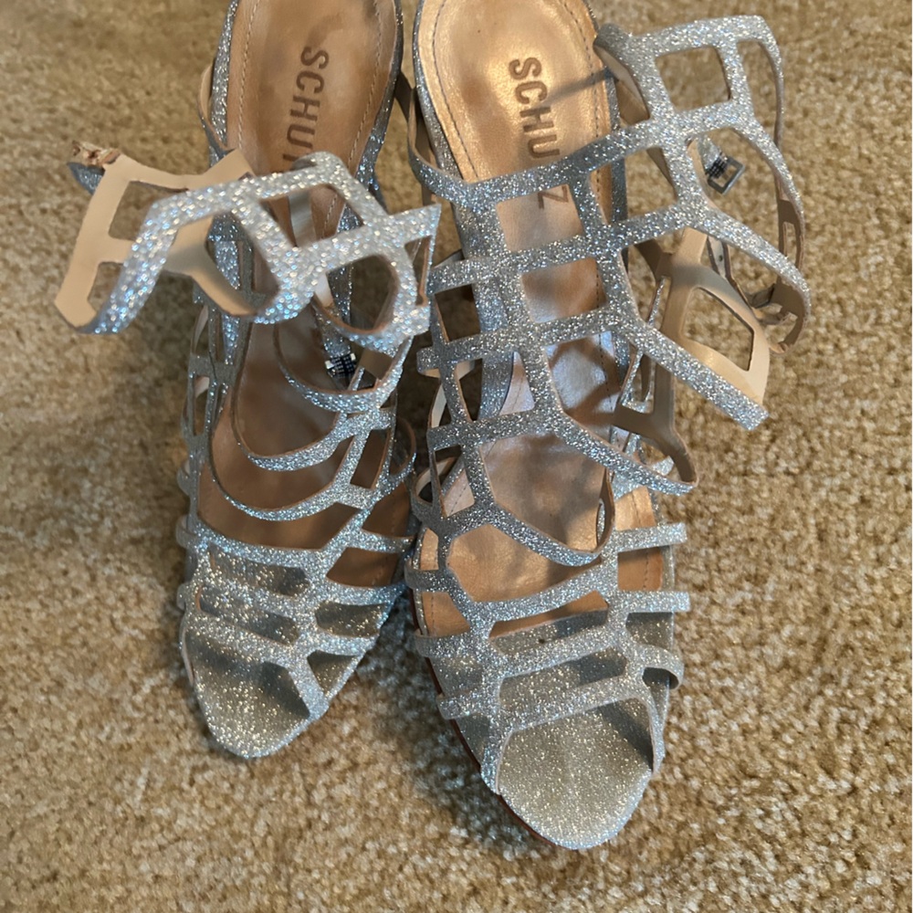 Schutz heels silver sparkle size 40